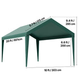 Carport Replacement Canopy, 6 x 3 m Potable Garage Tent Top Tarp, UV-Resistant & Waterproof Car Shelter Tarp, Heavy Duty Car Port Cover with Ball Buggees, Dark Green, Frame Not Included