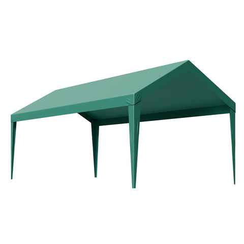 Carport Replacement Canopy, 6 x 3 m Potable Garage Tent Top Tarp, UV-Resistant & Waterproof Car Shelter Tarp, Heavy Duty Car Port Cover with Ball Buggees, Dark Green, Frame Not Included