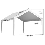 Carport Replacement Canopy, 6 x 3.6 m Potable Garage Tent Top Tarp, UV-Resistant & Waterproof Car Shelter Tarp, Heavy Duty Car Port Cover with Ball Buggees, White, Frame Not Included