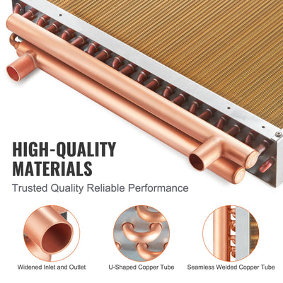 20"x 20" Heat Exchanger Water to Air 3-Row 3/8" Copper Ports 242 Fins