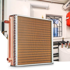 VEVOR 20"x 20" Heat Exchanger Water to Air 3-Row 3/8" Copper Ports 242 Fins