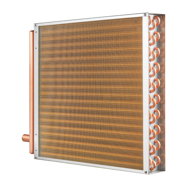 VEVOR 20"x 20" Heat Exchanger Water to Air 3-Row 3/8" Copper Ports 242 Fins