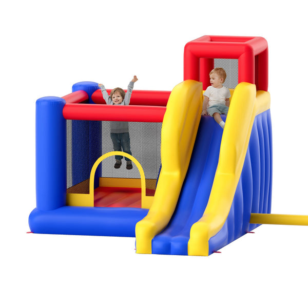 Inflatable Bounce House, Outdoor High Quality Playhouse Trampoline, Jumping Bouncer with Blower, Slide, and Storage Bag, Family Backyard Bouncy Castle, for Kid Ages 3_8 Years, 3.4x2.6x2.3m
