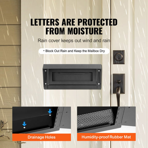 Through The Door Key Drop Box, Heavy Duty Steel Through the Door Mailbox with 1.8" 12" Key Lock, 12x6x16" Mail Drop Box, Black