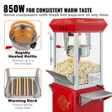 Popcorn Popper Machine with Cart Popcorn Maker 850W 8 Oz 48 Cups Red
