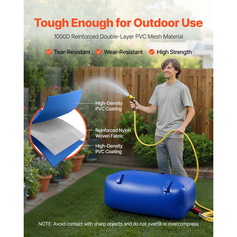 Water Storage Bladder 113L Large Capacity Water Bag, Portable & Collapsible Soft Waters Container, Leakproof & Tear-Resistant PVC Emergency Waters Storage Tank for RV Truck & Outdoor Use