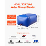 Water Storage Bladder 400L Large Capacity Water Bag, Portable & Collapsible Soft Waters Container, Leakproof & Tear-Resistant PVC Emergency Waters Storage Tank for RV Truck & Outdoor Use