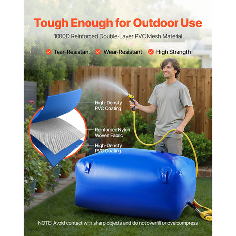 Water Storage Bladder 400L Large Capacity Water Bag, Portable & Collapsible Soft Waters Container, Leakproof & Tear-Resistant PVC Emergency Waters Storage Tank for RV Truck & Outdoor Use