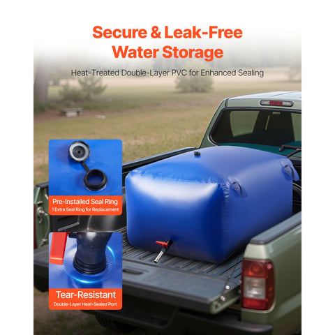 Water Storage Bladder 400L Large Capacity Water Bag, Portable & Collapsible Soft Waters Container, Leakproof & Tear-Resistant PVC Emergency Waters Storage Tank for RV Truck & Outdoor Use