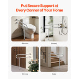 Toilet Safety Rail, 80 cm U-Shaped Handicap Grab Bar, 304 Stainless Steel Senior Safety Pole, Toilet Grab Bars with Anti-Slip Handle, 136 kg Load Capacity Security Handrail with Support Leg