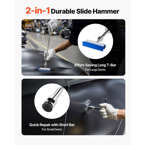 Dent Puller Kit, 61 PCS Paintless Dent Removal Kit with Golden Lifter, Slide Hammer T-Bar, Glue Gun, Auto Body Hail Damage Repair Remover Tools for Car Refrigerator Large Small Door Ding Repair
