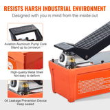 Air Hydraulic Pump, 10,000 PSI 1/2 Gal Reservoir, NPT 3/8" Oil Outlet, NPT 1/4" Inlet, 6.6 ft Pipe, Foot Actuated Hydraulic Pump Air Treadle for Auto Body Frame Machines and Pulling Post, Orange