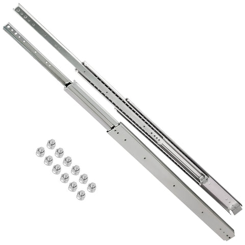 Drawer Slides, 1 Pair 42 Inch Heavy Duty Drawer Slides, Ball Bearing Side Mount Drawer Hardware Slides, 500 LBS Load Capacity 3-Section Full Extension Drawer Slides for Smooth Slide, Less Noise