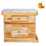 Bee Hive 20 Frame Bee Hives Starter Kit, Beeswax Coated Cedar Wood, 1 Deep + 1 Medium Bee Boxes Langstroth Beehive Kit, Transparent Acrylic Windows with Foundations for Beginners Pro Beekeepers