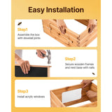 Bee Hive 20 Frame Bee Hives Starter Kit, Beeswax Coated Cedar Wood, 1 Deep + 1 Medium Bee Boxes Langstroth Beehive Kit, Transparent Acrylic Windows with Foundations for Beginners Pro Beekeepers