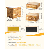 Bee Hive 20 Frame Bee Hives Starter Kit, Beeswax Coated Cedar Wood, 1 Deep + 1 Medium Bee Boxes Langstroth Beehive Kit, Transparent Acrylic Windows with Foundations for Beginners Pro Beekeepers