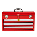 Tool Box 520 mm Portable Metal Tool Box 3 Drawers Tool Organizer Red