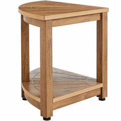 VEVOR Corner Shower Bench, 18.5" Height 17.75" Radius, Faux Wood Grain Polystyrene,159KGS with Storage Shelf, Water Resistant, Shower Stool for Inside & Outside Shower, for Bathroom, Living Room