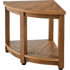 VEVOR Corner Shower Bench, 18.5" Height 17.75" Radius, Faux Wood Grain Polystyrene,159KGS with Storage Shelf, Water Resistant, Shower Stool for Inside & Outside Shower, for Bathroom, Living Room