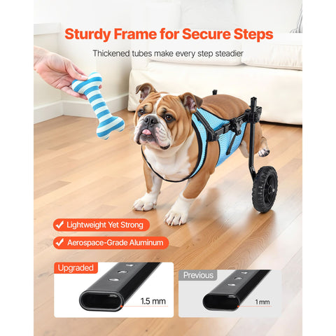 Dog Wheelchair for Back Legs, Adjustable 2 Wheels Pet Wheelchair, Lightweight Dog Cart with Shock-Absorbing Wheels, Mobility Support Wheel Chair for Disabled Injured Dogs up to 15kg, Medium