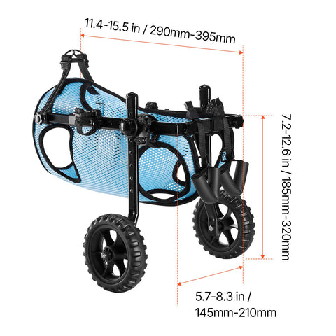 Dog Wheelchair for Back Legs, Adjustable 2 Wheels Pet Wheelchair, Lightweight Dog Cart with Shock-Absorbing Wheels, Mobility Support Wheel Chair for Disabled Injured Dogs up to 15kg, Medium