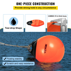 VEVOR Boat Buoy Balls, 15"" Diameter Inflatable Heavy-Duty Marine-Grade PVC Marker Buoys, Round Boat Mooring Buoys, Anchoring, Rafting, Marking, Fishing, Orange