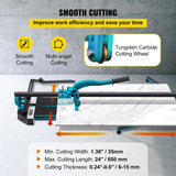 Tile Cutter 24in Cutting Tool w/ Laser Guide Single Rail Double Brackets