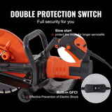 Electric Concrete Saw, 14 in, 2000 W Motor Circular Saw Cutter with Max. 5 in Adjustable Cutting Depth, Wet Disk Saw Cutter Includes Water Line, Pump and Blade, for Stone, Brick