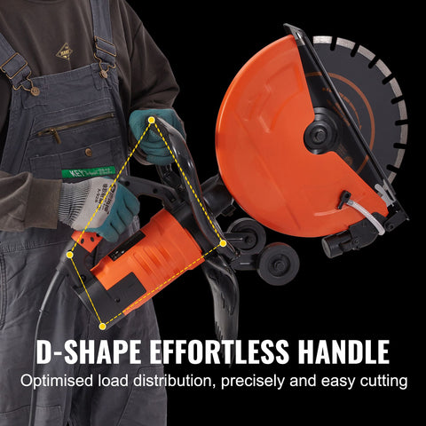 Electric Concrete Saw, 14 in, 2000 W Motor Circular Saw Cutter with Max. 5 in Adjustable Cutting Depth, Wet Disk Saw Cutter Includes Water Line, Pump and Blade, for Stone, Brick