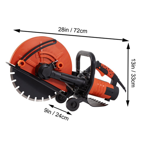 Electric Concrete Saw, 14 in, 2000 W Motor Circular Saw Cutter with Max. 5 in Adjustable Cutting Depth, Wet Disk Saw Cutter Includes Water Line, Pump and Blade, for Stone, Brick
