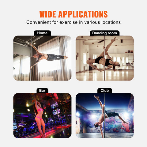 Professional Dancing Pole, Spinning Static Dancing Pole Kit, Portable Removable Pole, 45mm Heavy-Duty Stainless Steel Pole, Height Adjustable Fitness Pole, for Exercise Home Club Gym, Silver