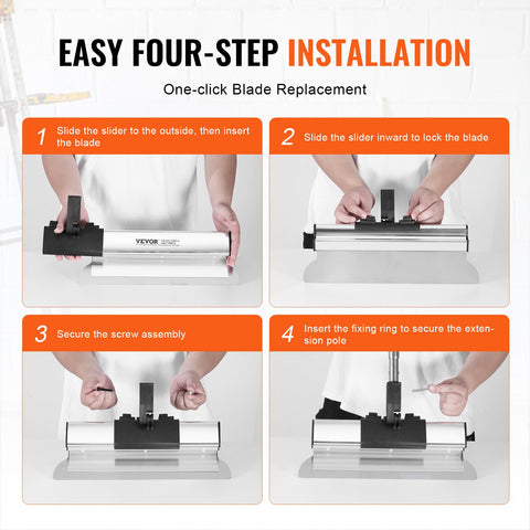 Drywall Skimming Blade Set, 10/16/24/32/40 in Skimming Blades + 34-81.6 in Extension Handle Pole, Stainless Steel Knife Professional Skim Coat Tools, for Gyprock/WallBoard/Plasterboard
