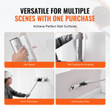 Drywall Skimming Blade Set, 10/16/24/32/40 in Skimming Blades + 34-81.6 in Extension Handle Pole, Stainless Steel Knife Professional Skim Coat Tools, for Gyprock/WallBoard/Plasterboard
