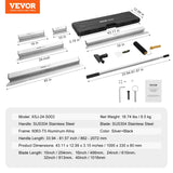 Drywall Skimming Blade Set, 10/16/24/32/40 in Skimming Blades + 34-81.6 in Extension Handle Pole, Stainless Steel Knife Professional Skim Coat Tools, for Gyprock/WallBoard/Plasterboard