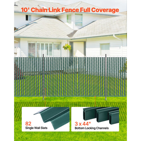 Bottom Locking Privacy Slats, Single-Wall Vertical Bottom-Locking Slats for Chain-Link Fence, High-Density HDPE Chain Link Slats Ideally Fit 1.2 m High Fence for Garden Farm Sports Field(Green)