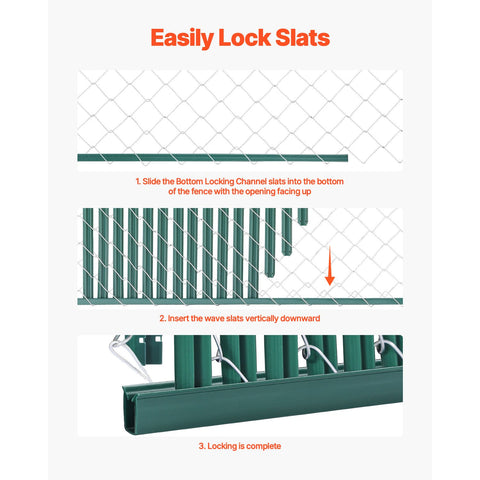 Bottom Locking Privacy Slats, Single-Wall Vertical Bottom-Locking Slats for Chain-Link Fence, High-Density HDPE Chain Link Slats Ideally Fit 1.2 m High Fence for Garden Farm Sports Field(Green)