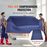 Moving Blankets, 2032 x 1829 mm, 15.6 kg/dz, 12 Packs, Professional Non-Woven & Recycled Cotton Packing Blanket, Heavy Duty Mover Pads for Protecting Furniture, Floors, Appliances, Blue/Orange