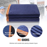 Moving Blankets, 2032 x 1829 mm, 15.6 kg/dz, 12 Packs, Professional Non-Woven & Recycled Cotton Packing Blanket, Heavy Duty Mover Pads for Protecting Furniture, Floors, Appliances, Blue/Orange