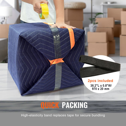 Moving Blankets, 2032 x 1829 mm, 15.6 kg/dz, 12 Packs, Professional Non-Woven & Recycled Cotton Packing Blanket, Heavy Duty Mover Pads for Protecting Furniture, Floors, Appliances, Blue/Orange