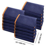 Moving Blankets, 2032 x 1829 mm, 15.6 kg/dz, 12 Packs, Professional Non-Woven & Recycled Cotton Packing Blanket, Heavy Duty Mover Pads for Protecting Furniture, Floors, Appliances, Blue/Orange