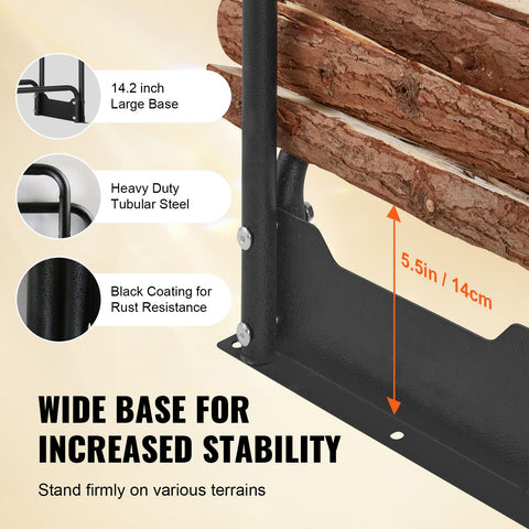 Firewood Rack with Waterproof Cover, 257 x 36 x 117 cm Outdoor Firewood Holder, 660lb Weight Capacity, 1/2 Cord Log Holder, Half-Covered, Powder-coated Wood Storage Rack for Fireplace Deck