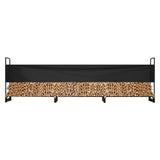 Firewood Rack with Waterproof Cover, 383 x 36 x 117 cm Outdoor Firewood Holder, 660lb Weight Capacity, 1/2 Cord Log Holder, Half-Covered, Powder-coated Wood Storage Rack for Fireplace Deck