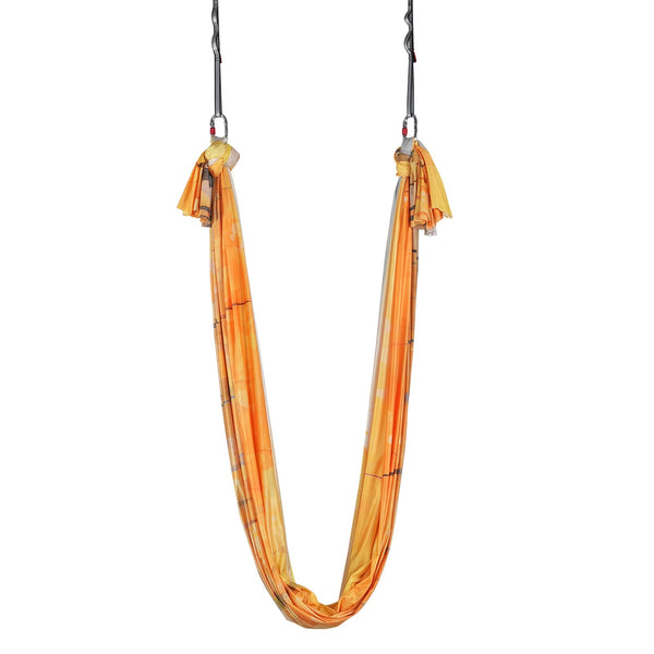 Aerial Yoga Hammock & Swing, 5 m Length, Aerial Yoga Starter Kit with 100gsm Nylon Fabric, Full Rigging Hardware & Easy Set-up Guide, Antigravity Flying for All Levels Fitness Bodybuilding, Gold