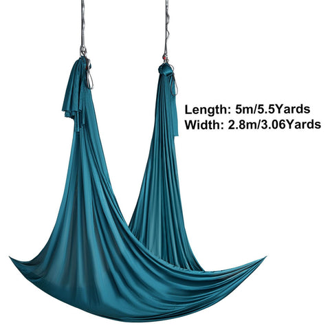 Aerial Yoga Hammock & Swing, 5 m Length Aerial Yoga Starter Kit with 100gsm Nylon Fabric, Full Rigging Hardware & Easy Set-up Guide, Antigravity Flying for All Levels Fitness Bodybuilding, Green