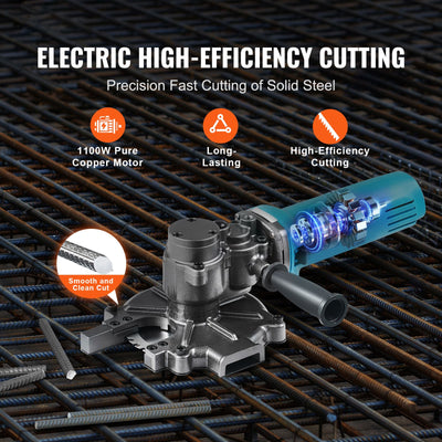 1100W Electric Rebar Cutter Cutting up to 3/2In 4-40mm