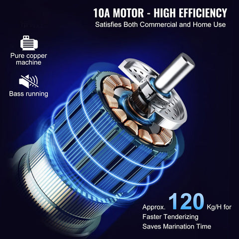 Commercial Meat Tenderizer, Heavy Duty Stainless Steel Kitchen Tool with Handle, Meat Tong, and Cleaning Brush, 450W Electric Meat Tenderizer Machine for Beef, Turkey, Chicken, Pork, and Fish