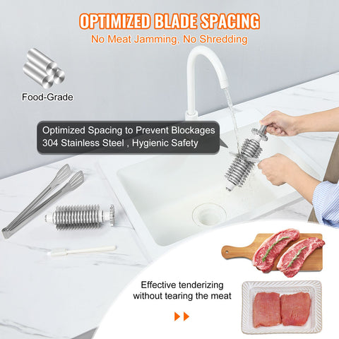 Commercial Meat Tenderizer, Heavy Duty Stainless Steel Kitchen Tool with Handle, Meat Tong, and Cleaning Brush, 450W Electric Meat Tenderizer Machine for Beef, Turkey, Chicken, Pork, and Fish
