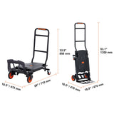 Aluminum Hand Truck, 2 in 1, 136 kg Max Load Capacity, Heavy Duty Industrial Convertible Folding Hand Truck and Dolly, Utility Cart Converts from Hand Truck to Platform Cart with Rubber Wheels
