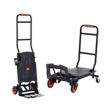 Aluminum Hand Truck, 2 in 1, 136 kg Max Load Capacity, Heavy Duty Industrial Convertible Folding Hand Truck and Dolly, Utility Cart Converts from Hand Truck to Platform Cart with Rubber Wheels