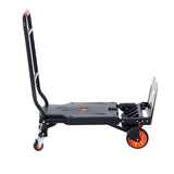 Aluminum Hand Truck, 2 in 1, 136 kg Max Load Capacity, Heavy Duty Industrial Convertible Folding Hand Truck and Dolly, Utility Cart Converts from Hand Truck to Platform Cart with Rubber Wheels